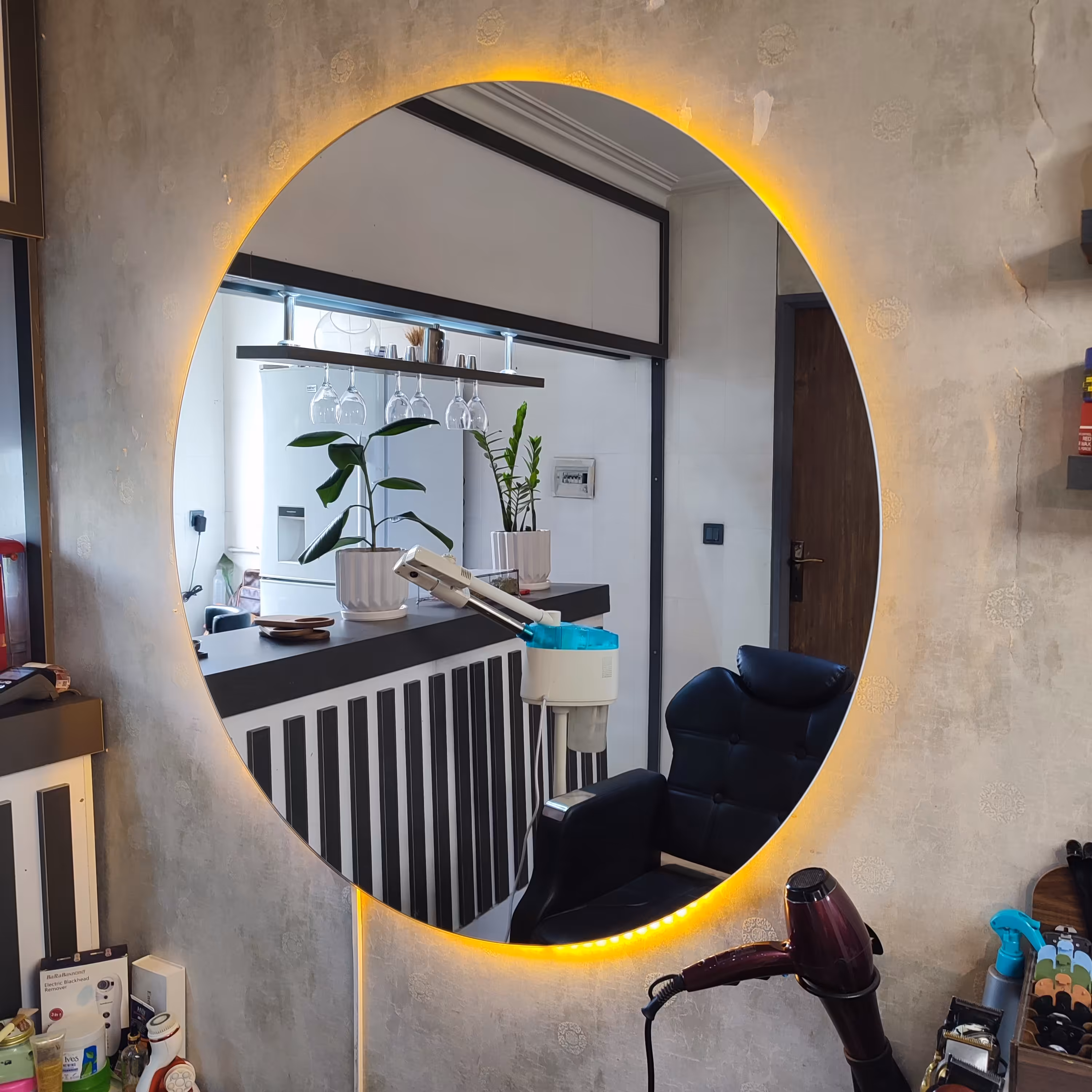 آینه ی گرد بک لایت(چراغ دار) (پس کرایه)