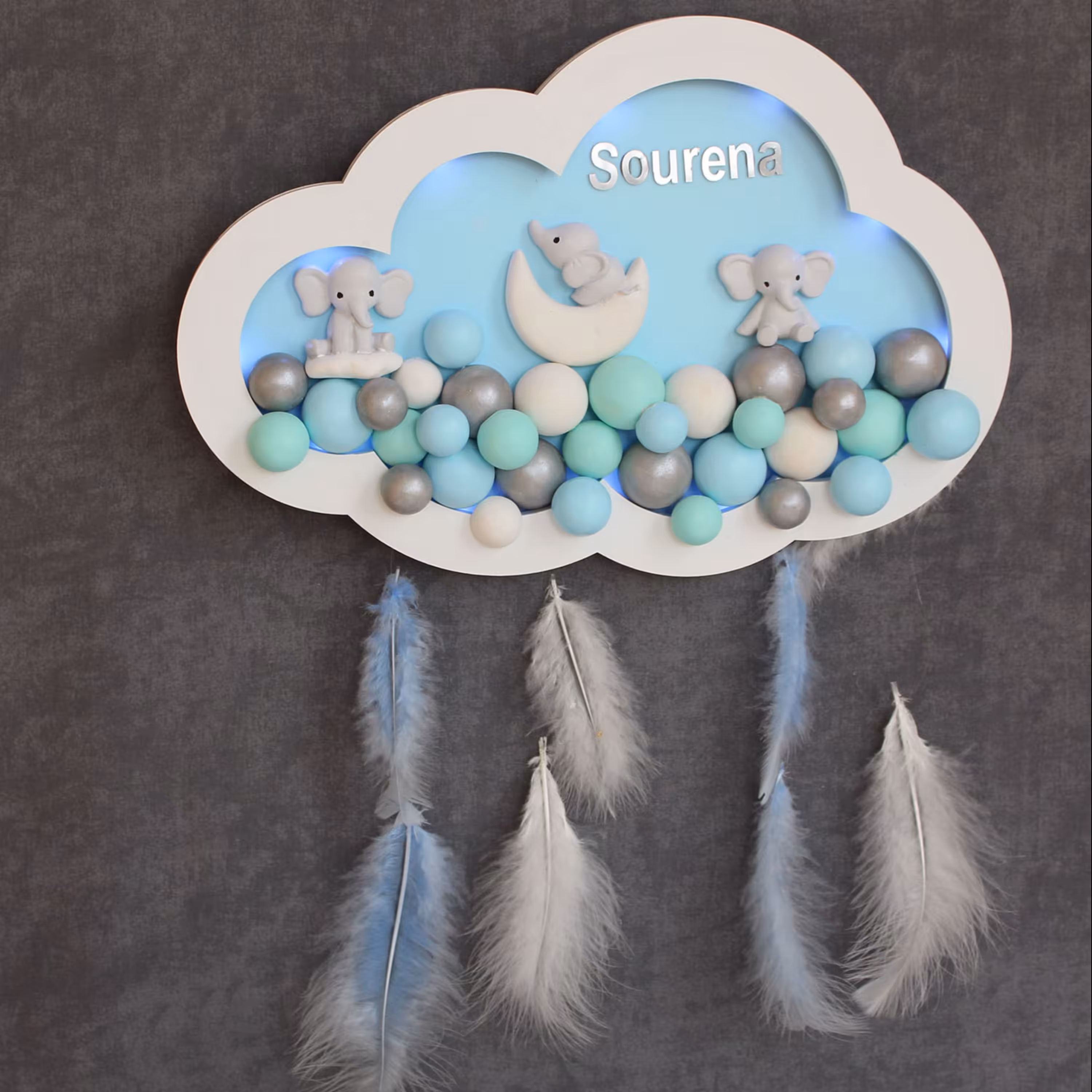 تابلو ساعت دار ابری پردار طرح فیل