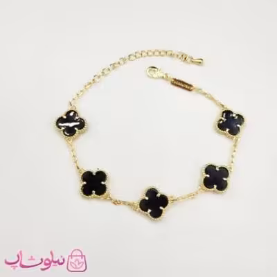 دستبند زنانه ونکلیف مشکی آبکاری طلا کیفیت مستر کد 370