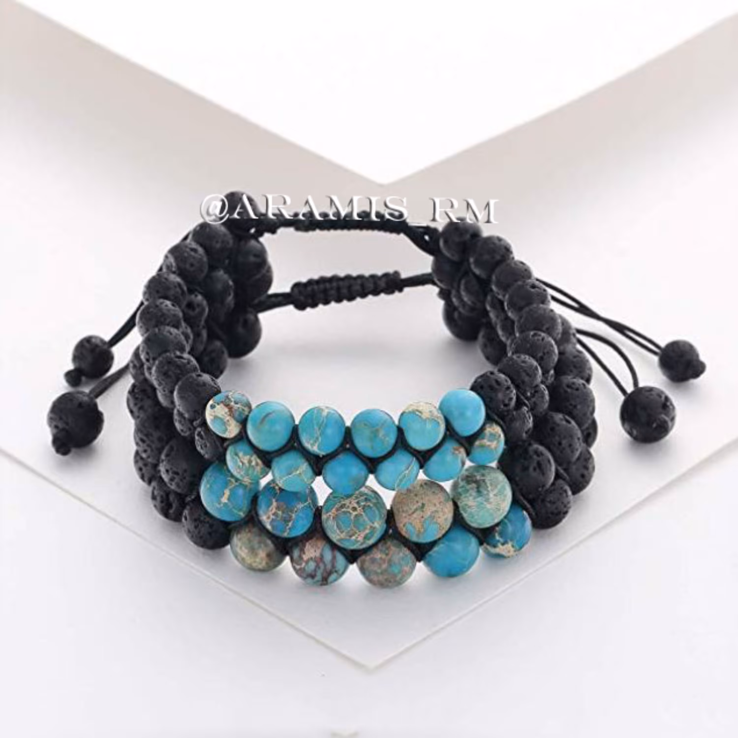 دستبند دو ردیفه سنگ فیروزه امپراتور اصل آفریقایی