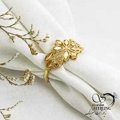 انگشتر طلاروس تراش کاری طرح گل کد 13545