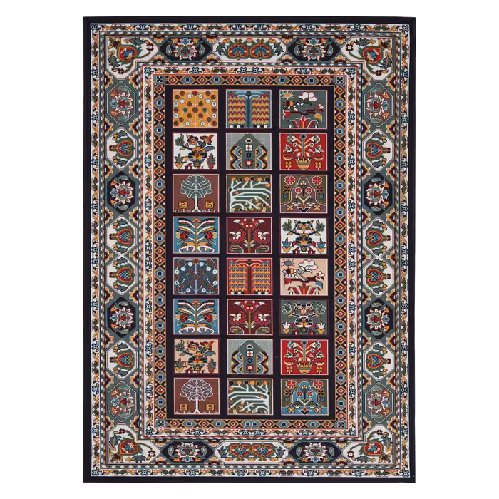 گلیم ماشینی  طرح خشتی سلطنتی( 1.5 در 2.25 )چهارمتری 6رنگ وزن 5کیلوگرم  ارسال رایگان