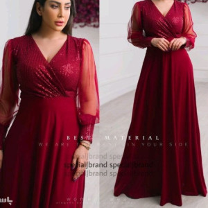 پیراهن مهمانی زنانه کرپ کش و پولک زارا مدل لیام