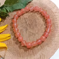 دستبند سنگ اصل چری کوارتز با کیفیت درجه یک به همراه زنجیر استیل
