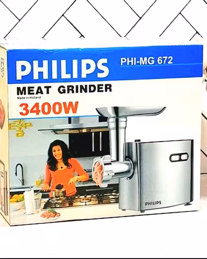 چرخ گوشت فیلیپس مدل PHI-MG672(بسیارباکیفیت )(موتورمسی پرقدرت3400 وات)استیل