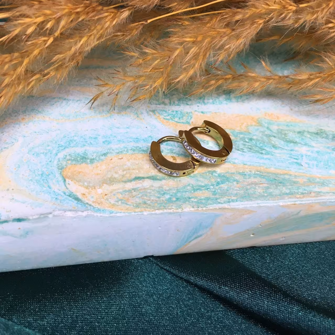 گوشواره حلقه طلایی استیل رنگ ثابت ضدحساسیت کار ترک کد PG0025874