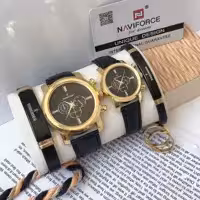 ست ساعت و دستبند و انگشتر استیل مارک رومانسون مردانه و زنانه دارای دو طرح ساعت