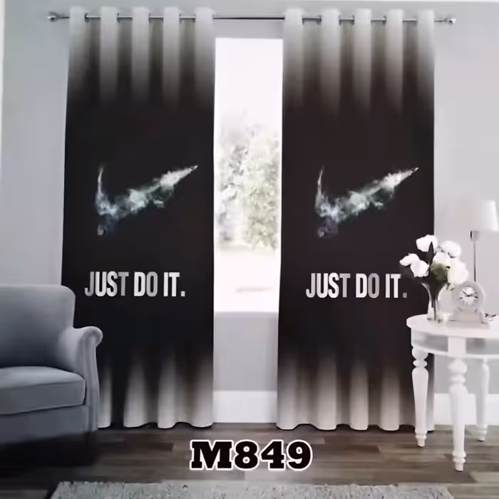 پرده چاپی پانچ دوقواره طرح نایکی (ورزشی)