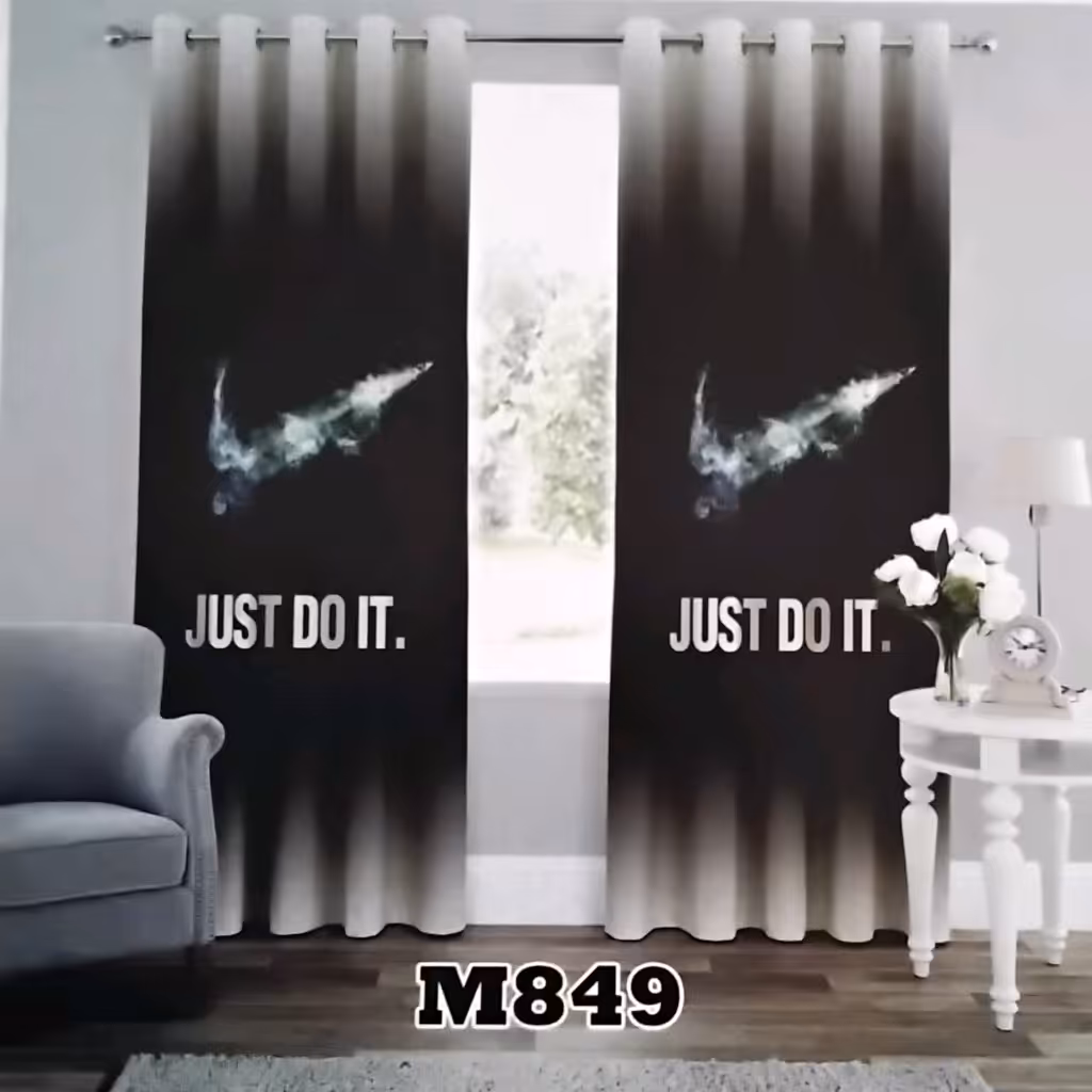 پرده چاپی پانچ دوقواره طرح نایکی (ورزشی)