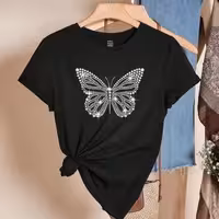 تیشرت مشکی طرح پروانه