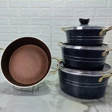سرویس قابلمه 7پارچه دسته طلایی فورج هلنا