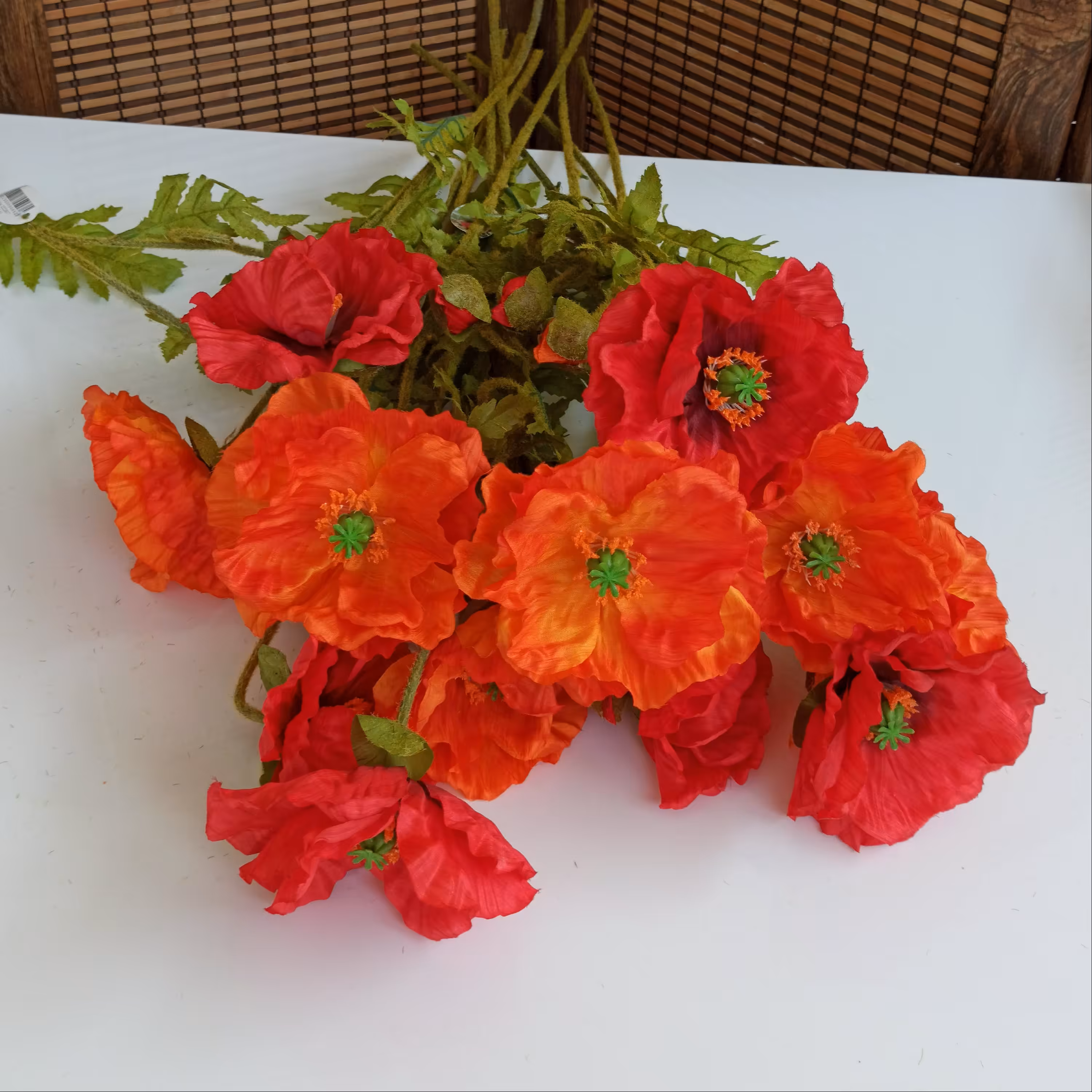 شقایق مصنوعی سه گل وغنچه شاخه بلند 