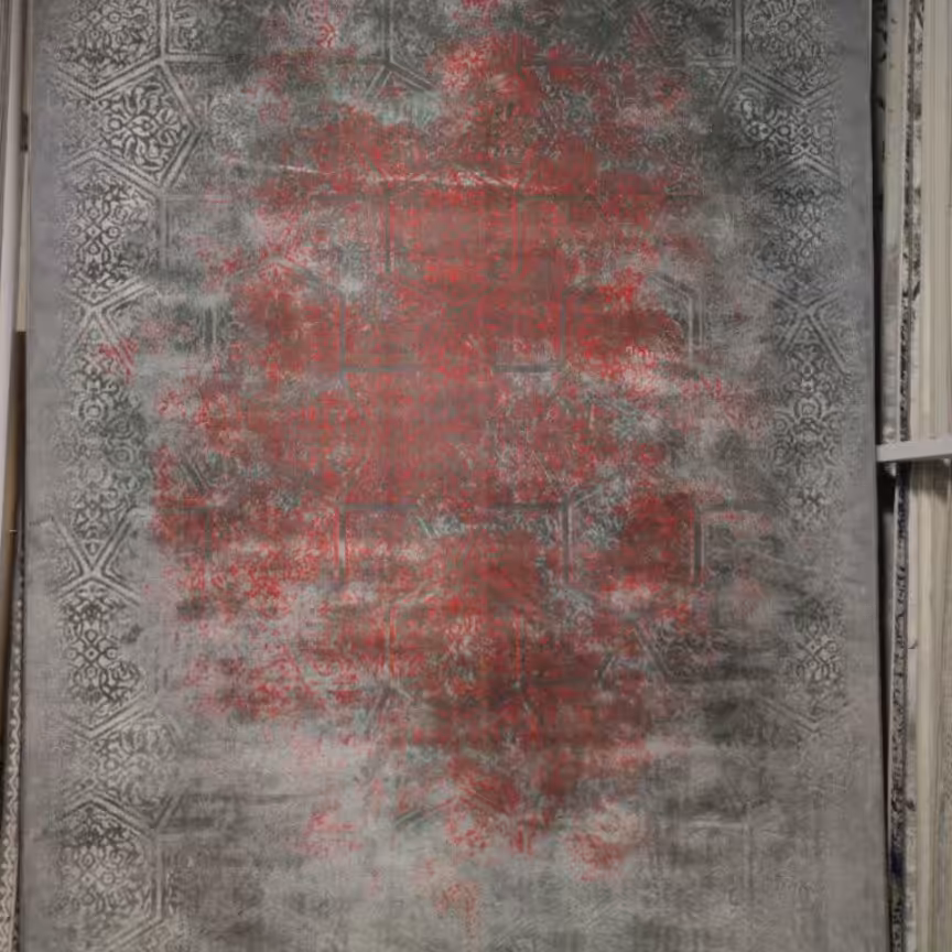 فرش پتینه طوسی رنگ 500 شانه تراکم 1800 نخ اکرولیک و برجسته سایز  4 متری (1.5 در 2.25)