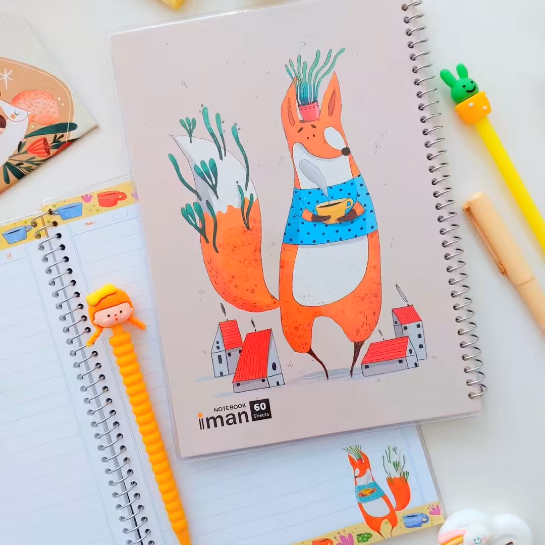 دفترهای 60 برگ باکیفیت برند ایمان طرح Happy animal طرح روباه جدید 
جلدشون مجلد هستش
سیمی
حاشیه دار 
