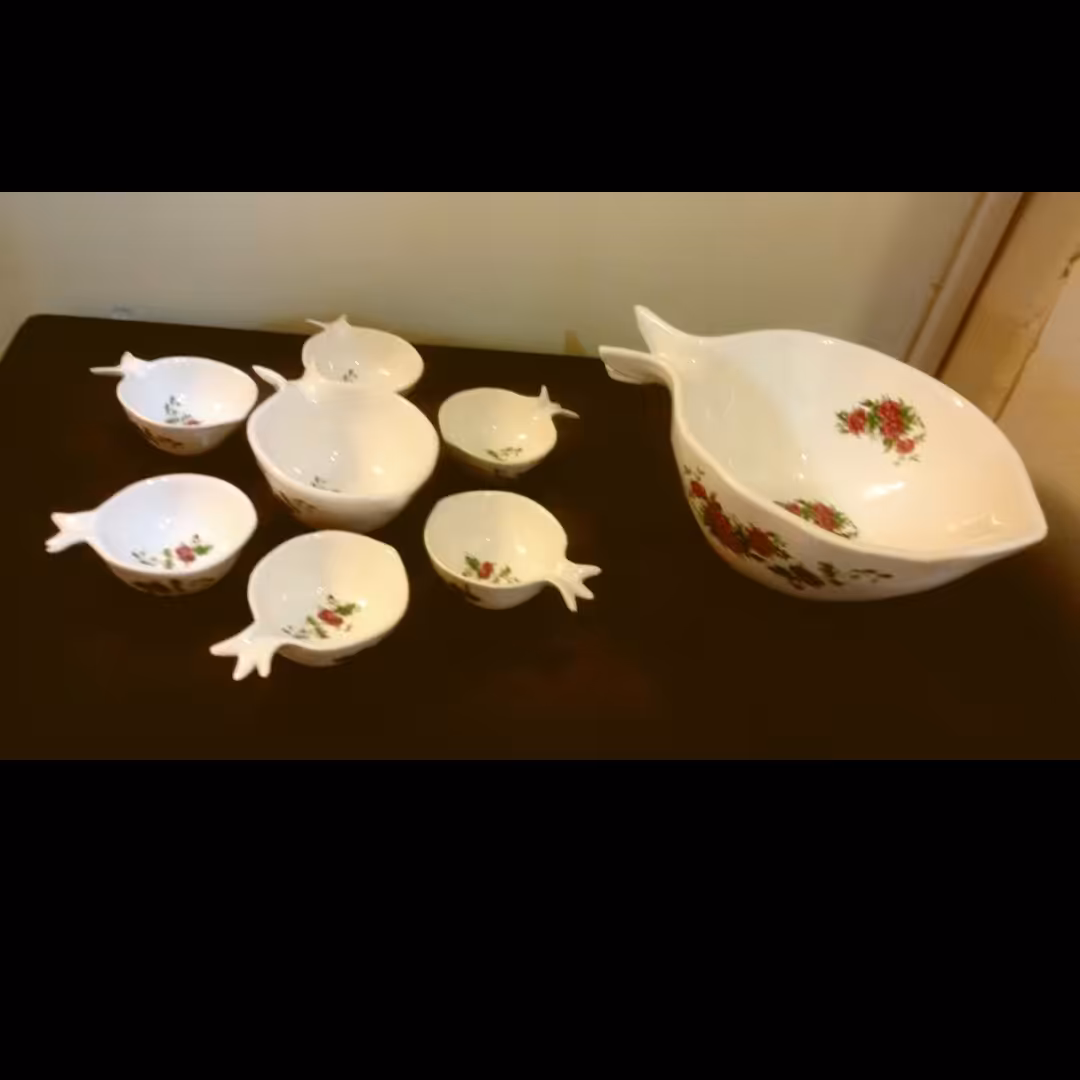 ظروف سفالی طرح انار گل سرخی (سایز کوچک)