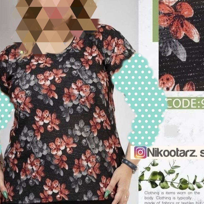 تاپ آستین افتاده سایز بزرگ مجلسی زنانه قواره دار