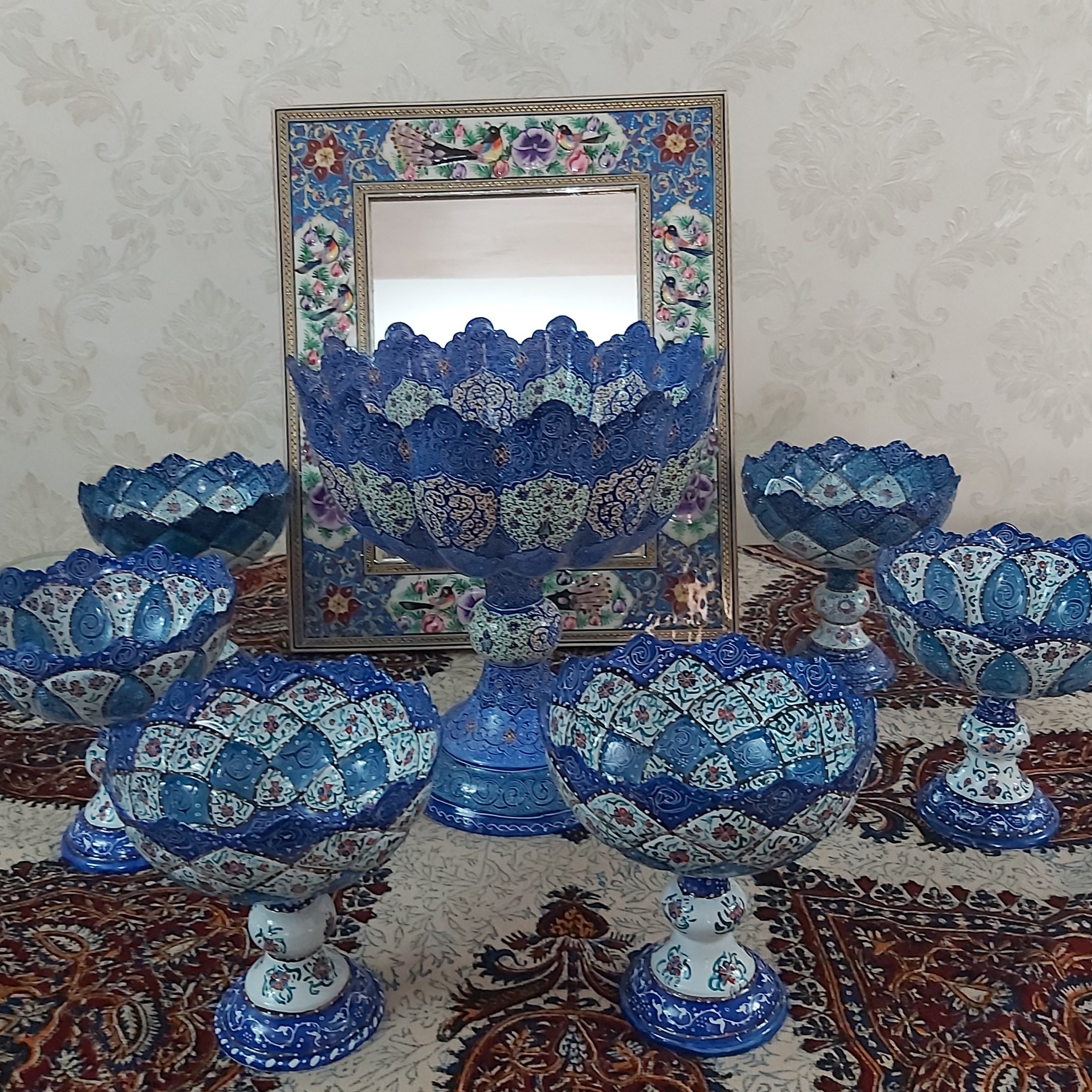آجیل خوری پایه دار میناکاری(7سین)6عددی