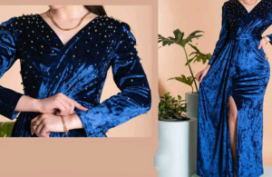 پیراهن شب ماکسی مجلسی زنانه مخمل مدل فرانسیس