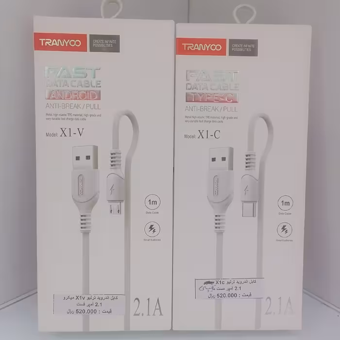 کابل اندروید تایپ سی برند ترانیو مدل X1-C فست شارژ معمولی  2.1  آمپر  با طول 1 متر