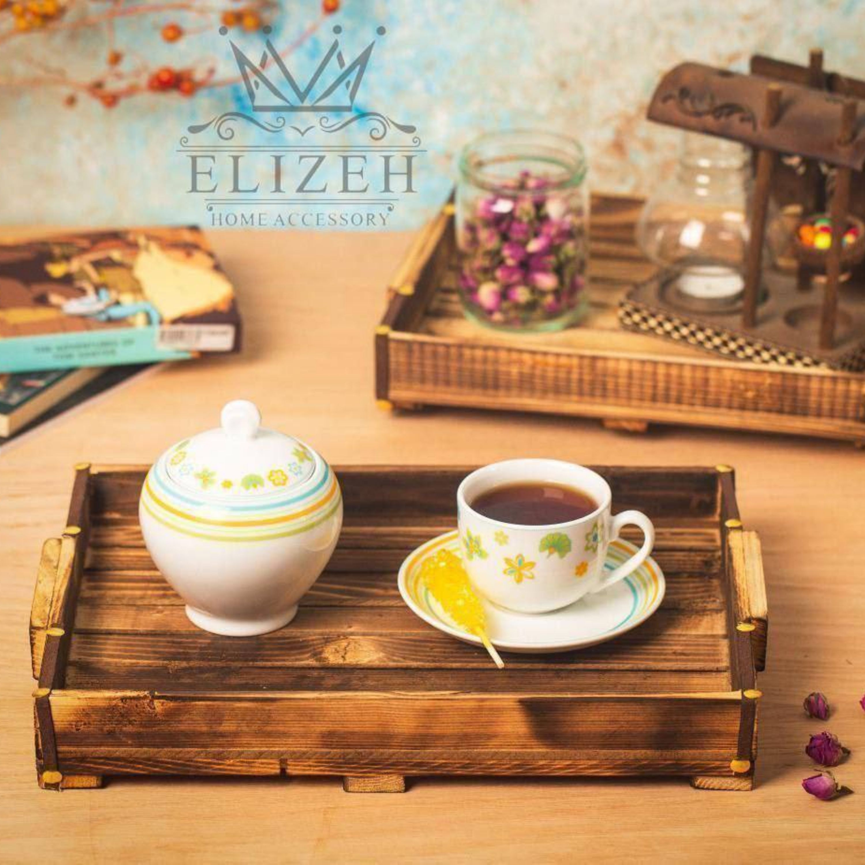 سینی چوبی جفتی 2 عددی مستطیل