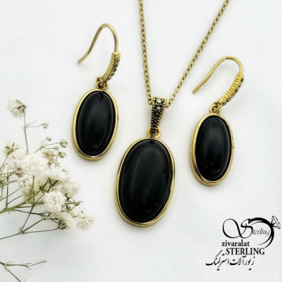 نیمست استیل سنگ عقیق مشکی کد 16139