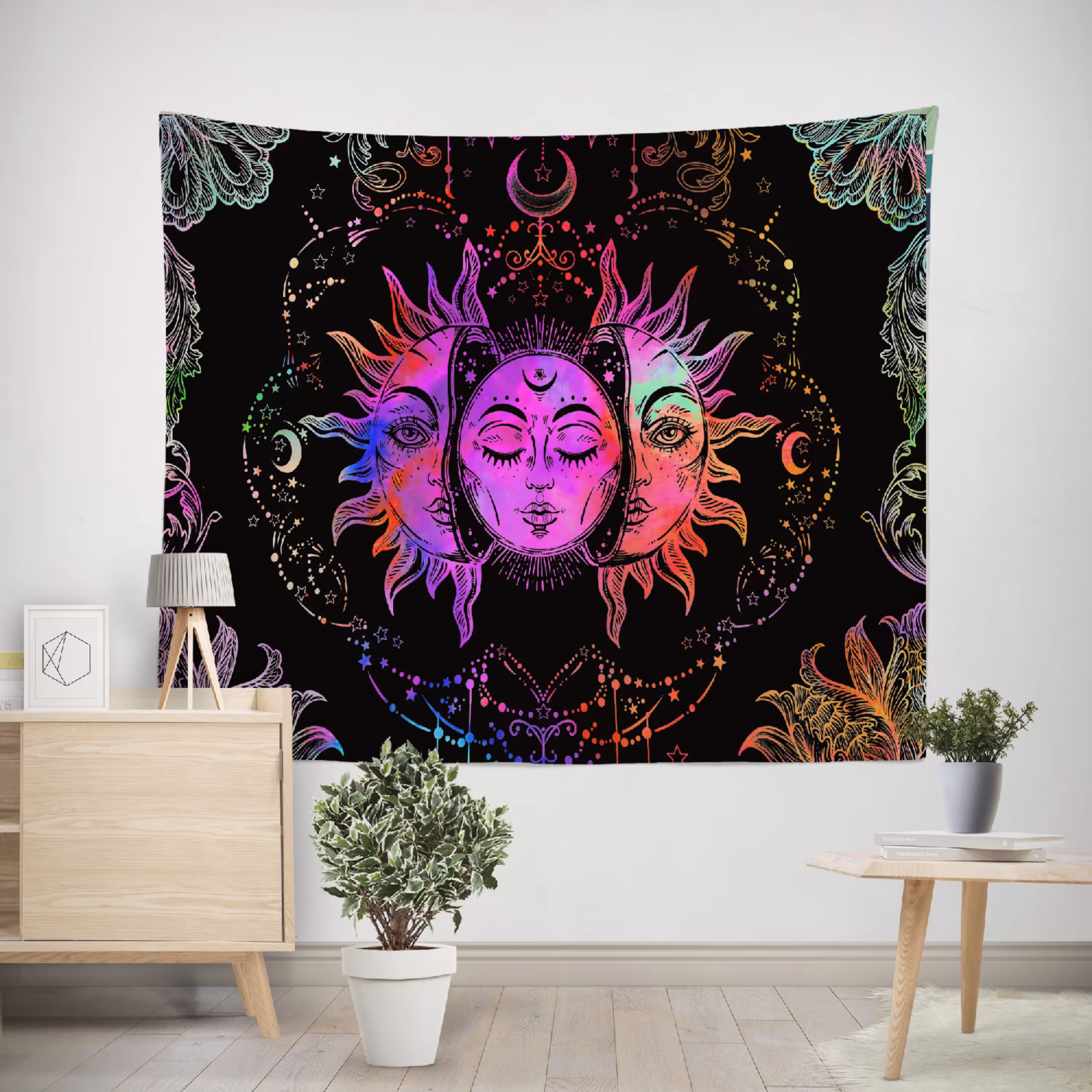 پوستر پارچه طرح تپستری ماه و خورشید کد 001 