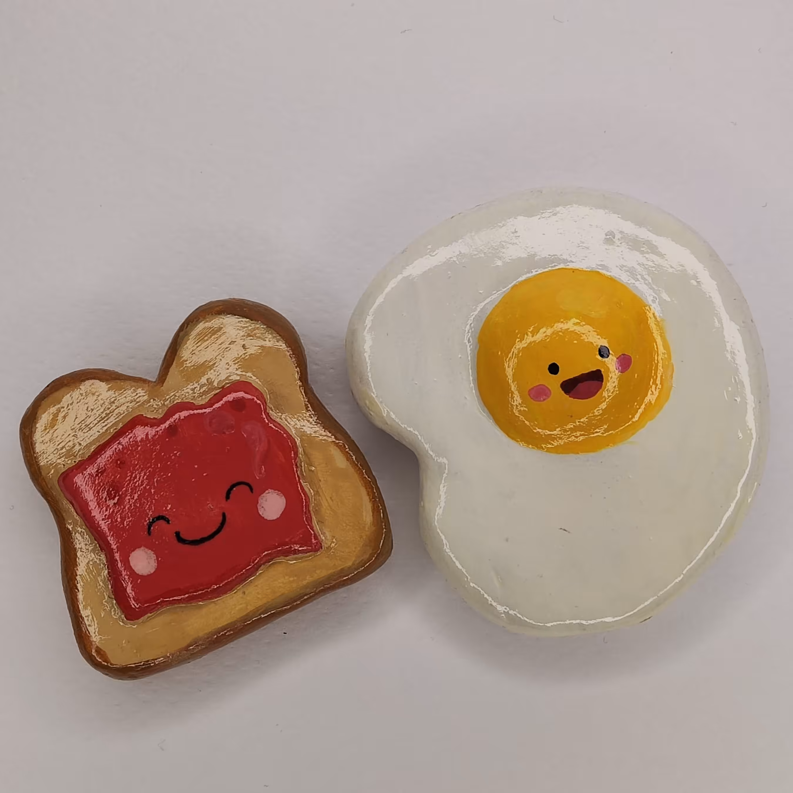 مگنت رو یخچالی سفالی جفتی طرح صبحانه دستساز