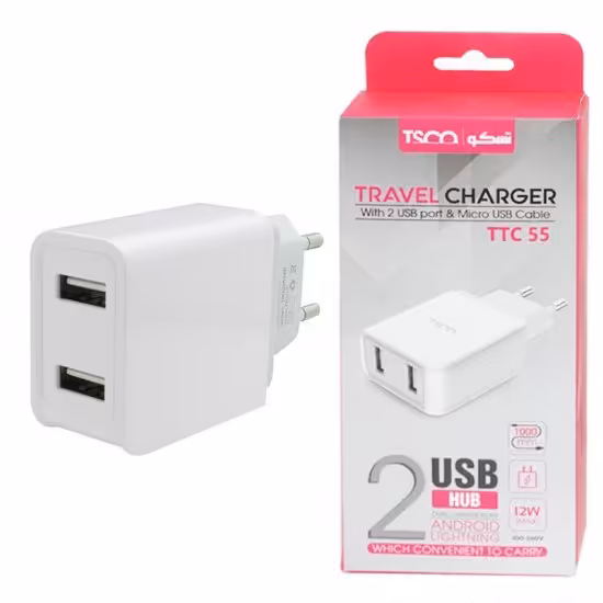 شارژر اندروید 2 پورت تسکو (TSCO) مدل TTC 55

