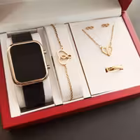 ست ساعت دیجیتالی و نیم ست و دستبند شاین قلب و بینهایت و رینگ استیل بسیار جذاب