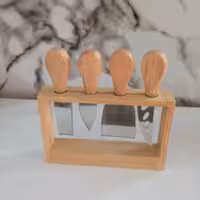 کارد صبحانه خوری دسته چوبی با استند چوبی