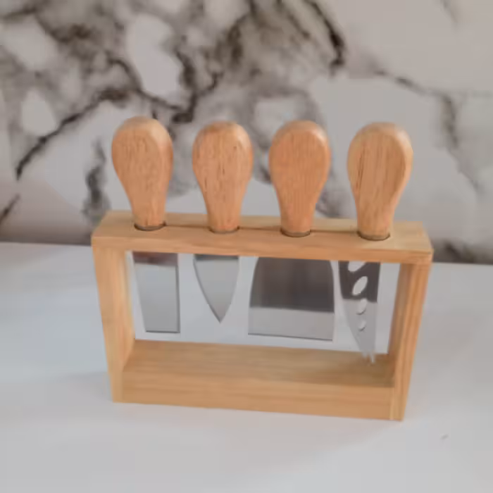 کارد صبحانه خوری دسته چوبی با استند چوبی