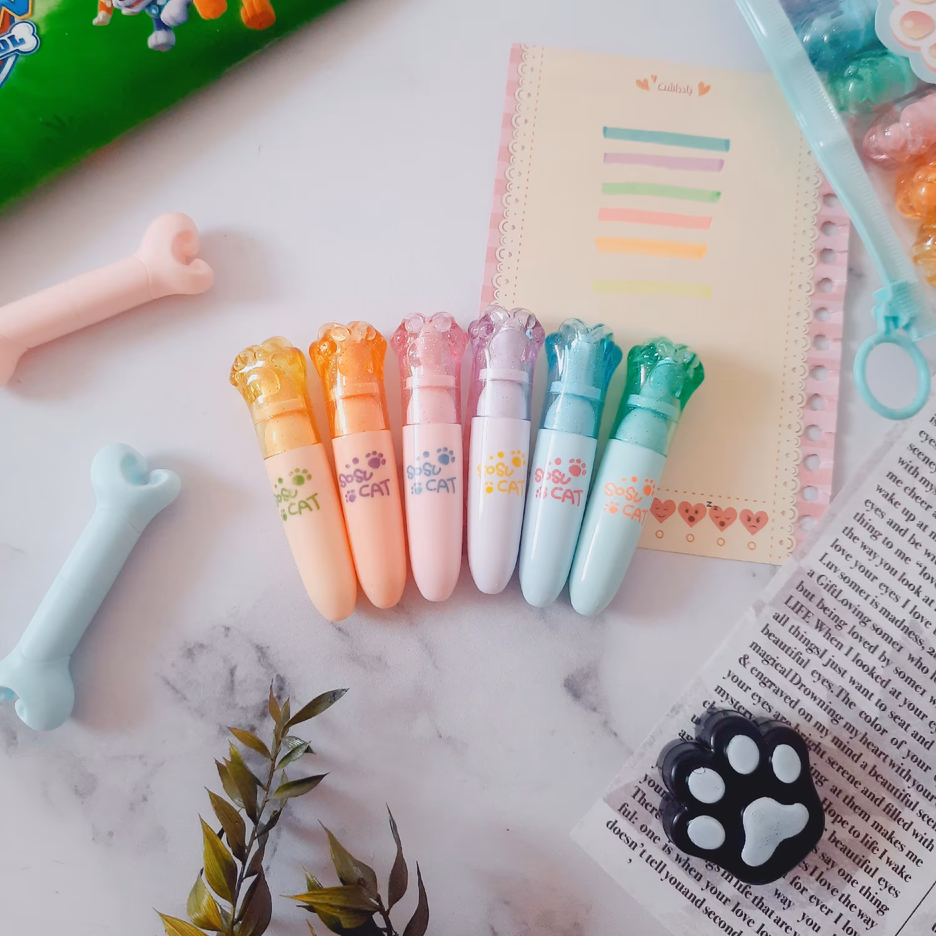 هایلایتر فانتزی 6تایی طرح پنجه کریستالی با کیفیت و کیوت