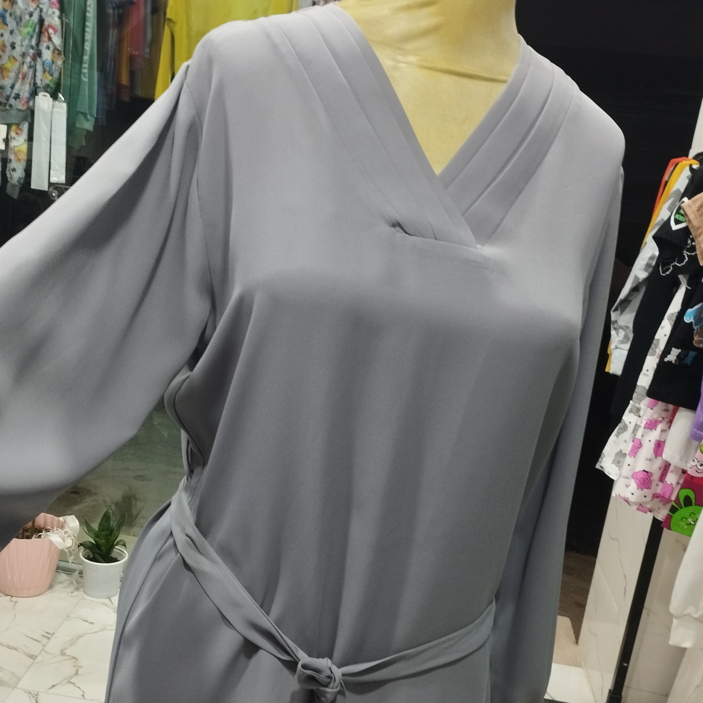 شومیزحریر تک رنگ طوسی