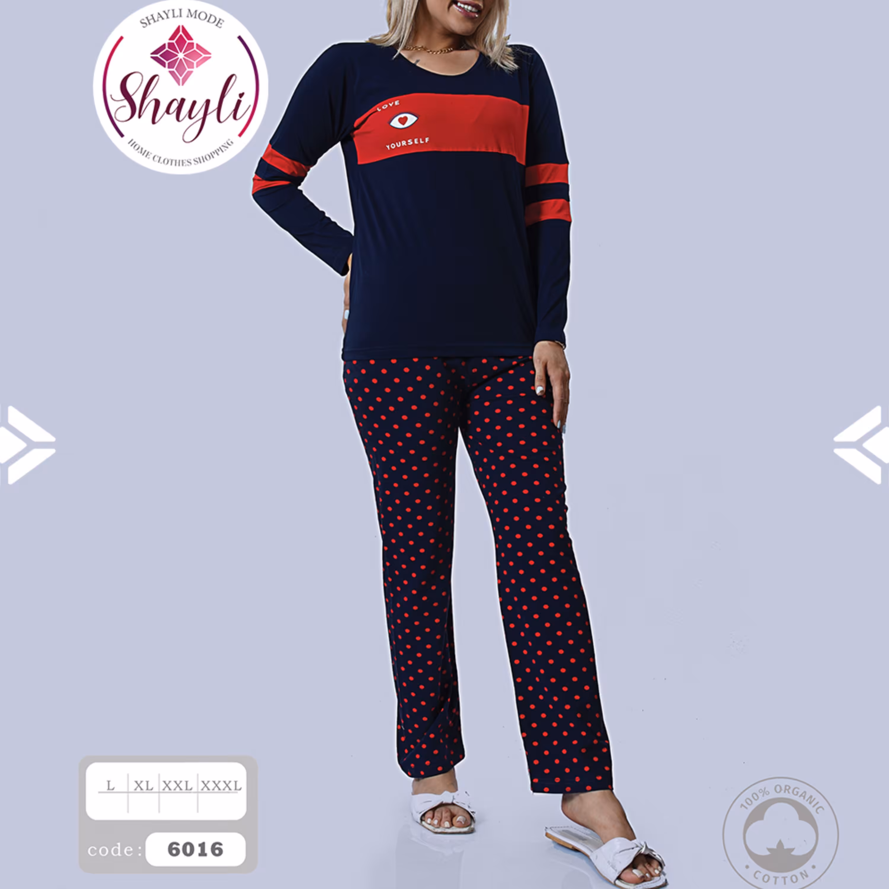 ست تیشرت آستین بلند با شلوار کد 6016 (دارای سایزبندی از 36 تا 50)