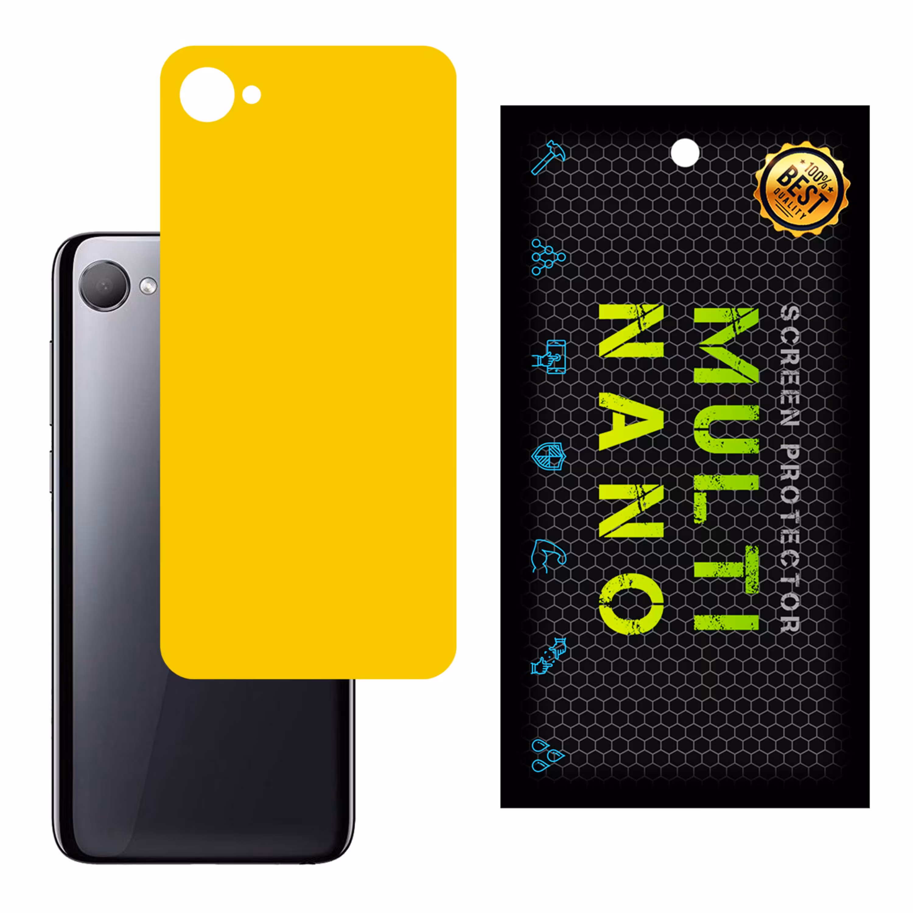 برچسب پوششی MultiNano مدل X-F1M-Yellow برای پشت موبایل اچ تی سی Desire 12