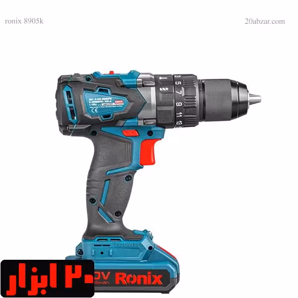 دریل چکشی شارژی دو باتری 20 ولت 13 میلیمتری رونیکس مدل 8905k با کیف BMC