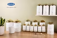 سرویس آشپزخانه 17 پارچه ریور مدل کنیک کرم درب طلا