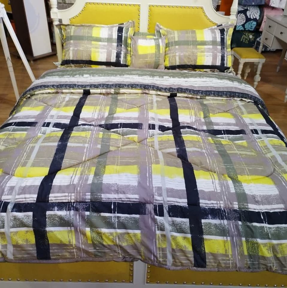 روتختی تک نفره 90 کتان پلی استر طرح راه راه دو رو کد 256