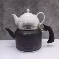 کتری قوری لوله دار نزاز، 2.5لیتری، دسته باکالیت، مشکی