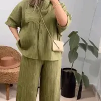 ست مانتو شلوار زنانه پلیسه پلیکان مدل رویال