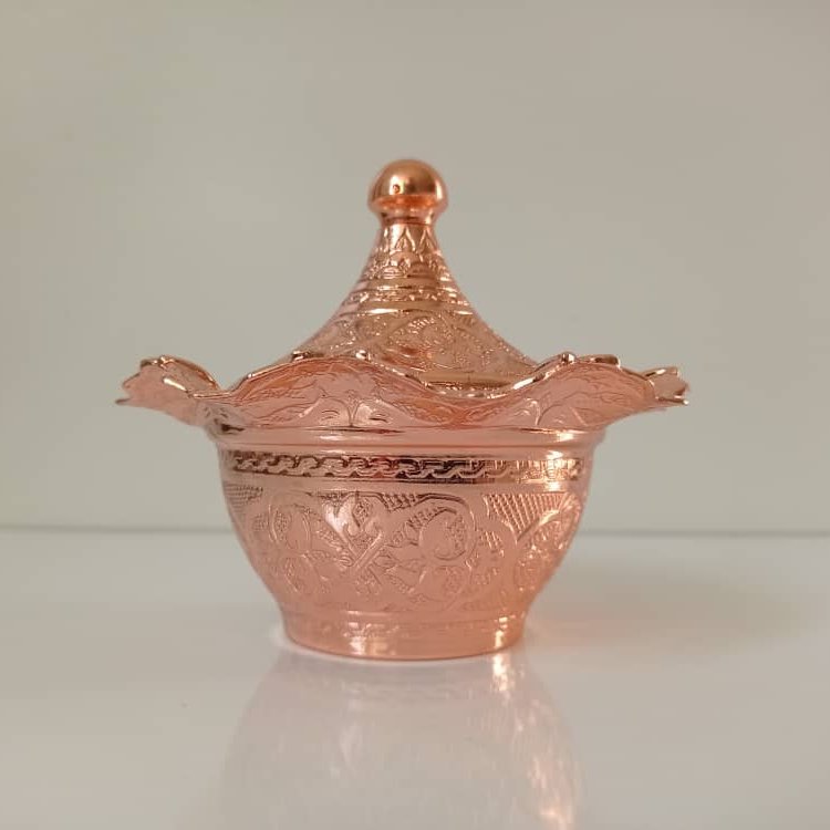 قندان مسی رنگ طرح گنبدی نانو شده کار ترک