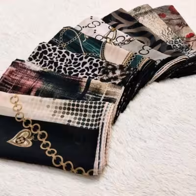 روسری حریر کرپ طرحهای میکس مجلسی