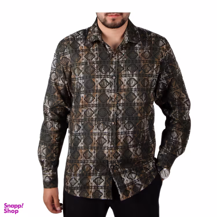 پیراهن مردانه کد 420101 رنگ سبز سدری تیره