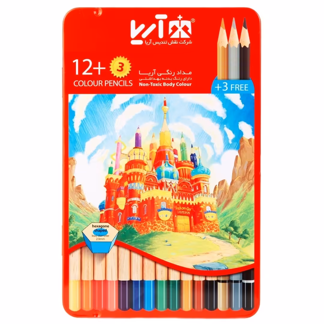 مداد رنگی 12 تایی برند آریا کد 3021