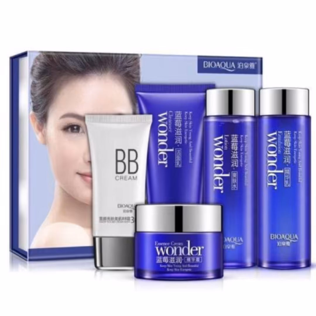 پکیج پنج عددی مراقبت از پوست عصاره ی بلوبری برند بیوآکوا BIOAQUA SET 	 

