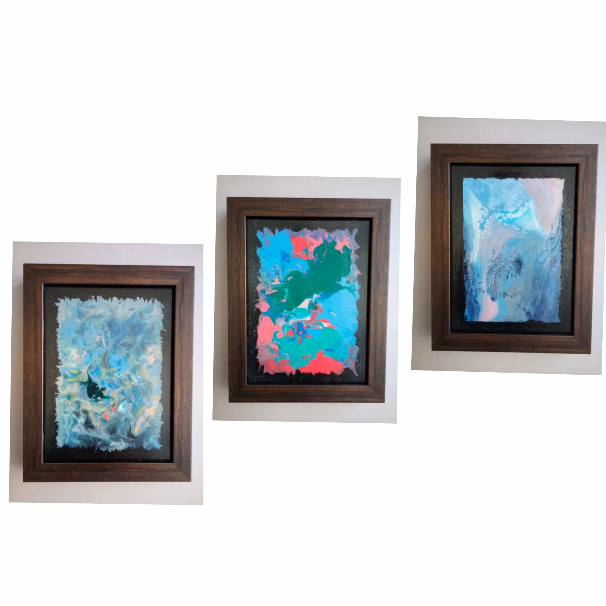 تابلو نقاشی آبستره   سه تکه  رنگ اکرولیک 