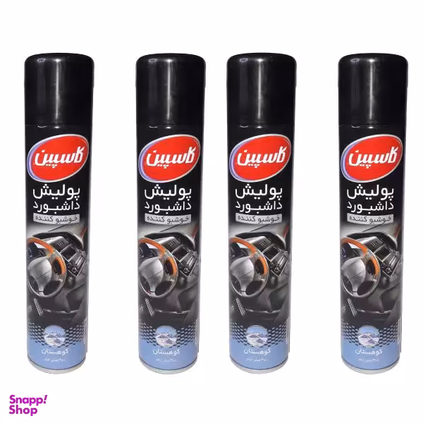 اسپری پولیش داشبورد خودرو کاسپین مدل Mountain حجم 300 میلی‌ لیتر بسته 4 عددی
