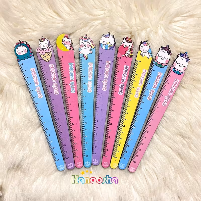 خط کش چوبی طرح یونیکورن 15 سانتی