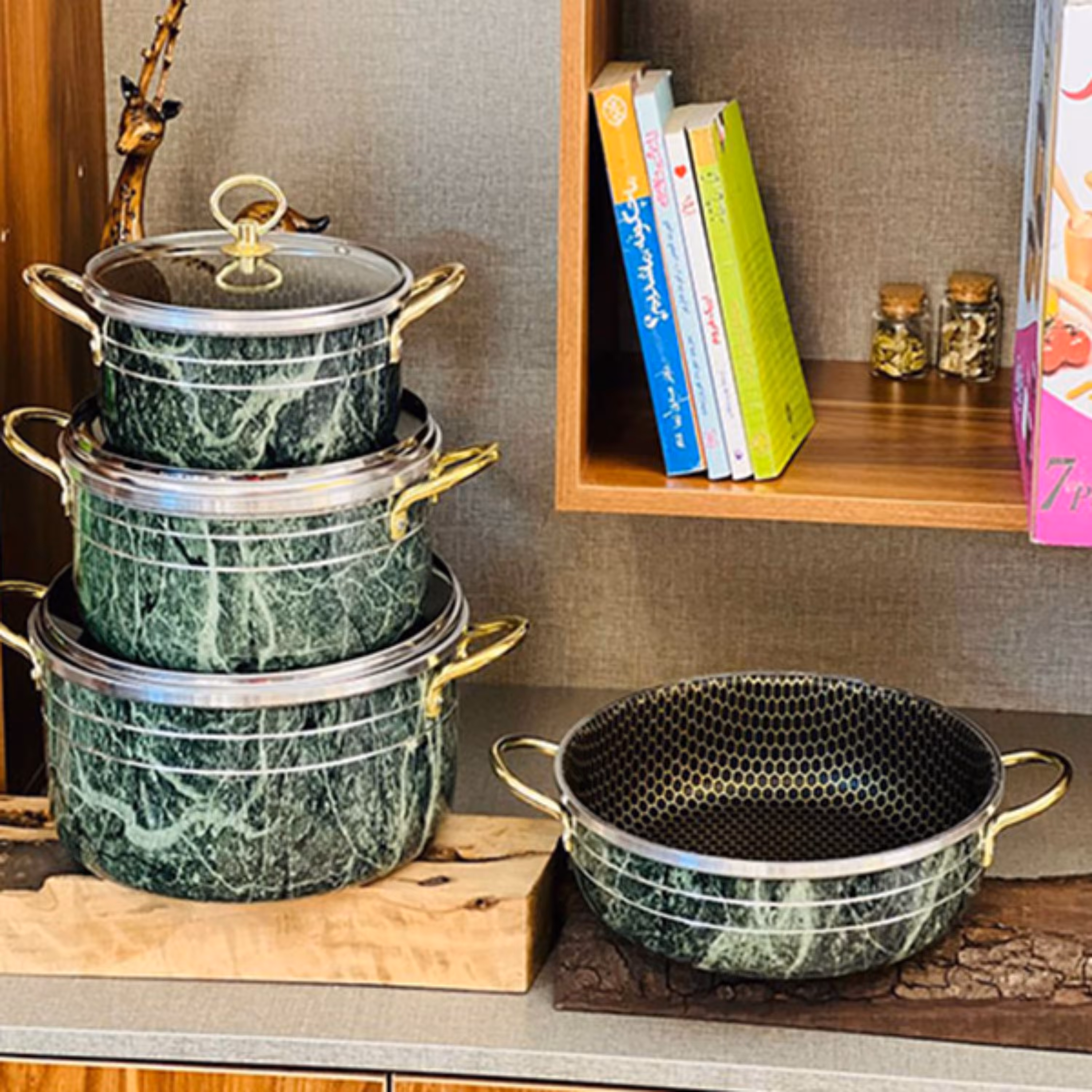 سرویس قابلمه 7 پارچه روژینا مدل طرح سنگ با کیفیت عالی