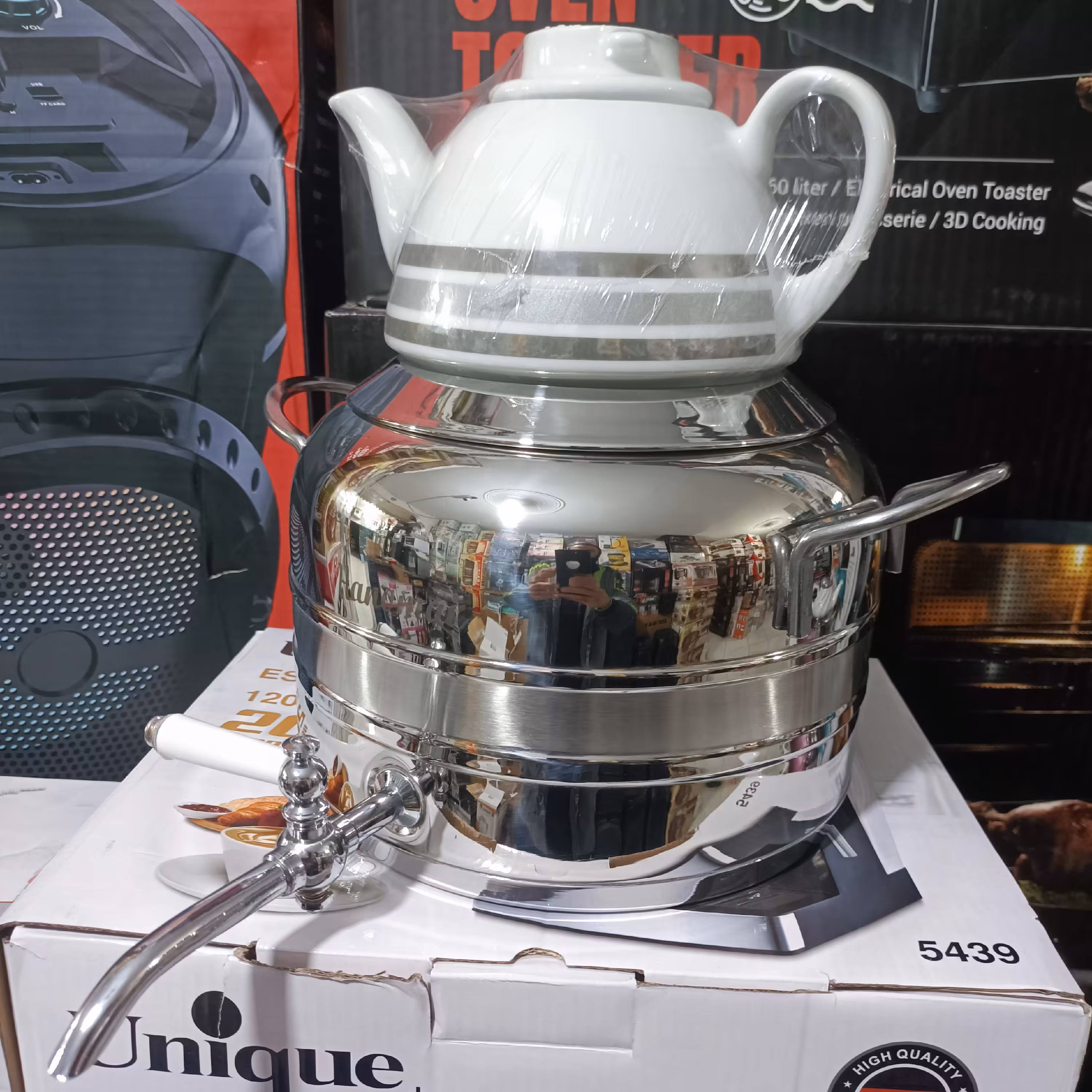 کتری قوری استیل فرانسوی براق قوری چینی